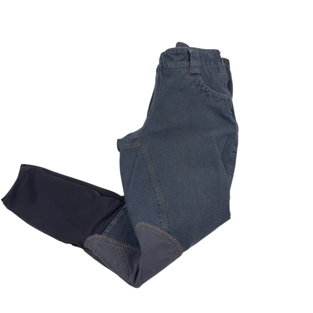 FITS Equestrian Dark Wash Denim Pull-On Style Riding Breeches/Pants Women's L